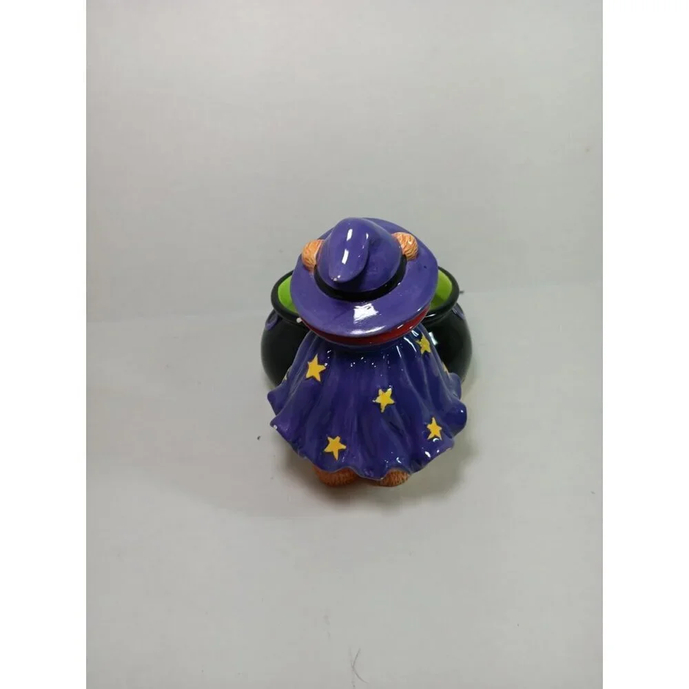 Vintage CKAO Ceramic Witch Bear With Cauldron Halloween Candy Dish